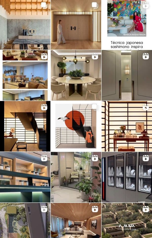 Grade do feed da We Light com projetos de iluminação em ambientes residenciais.